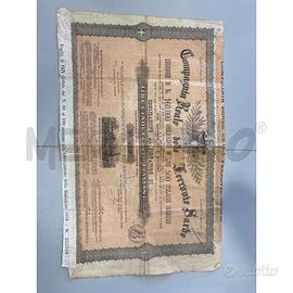 ANTICO DOCUMENTO OBBLIGAZIONE 500 LIRE 1879 REALE