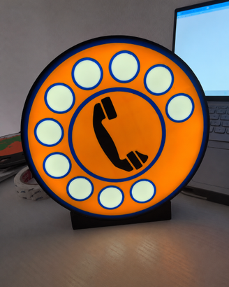 Lightbox Telefono Vintage LED Stampata in 3D
