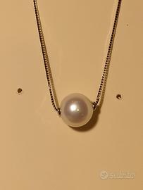 girocollo oro bianco 18kt con perla 