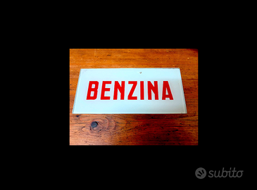 Benzina garage tabella targa insegna vetro vintage