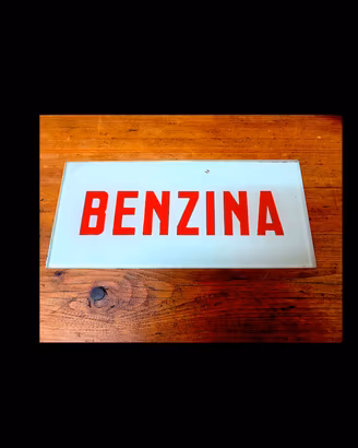 Benzina garage tabella targa insegna vetro vintage