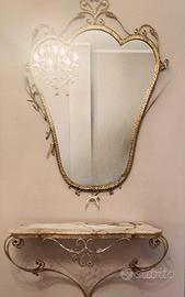 Consolle veneziana con specchiera e piano in marmo