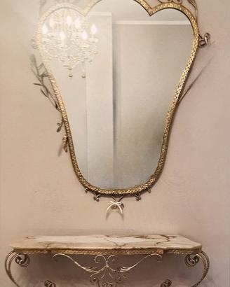 Consolle veneziana con specchiera e piano in marmo