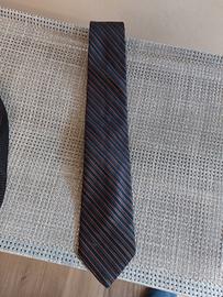 Cravatta a righe color bruciato e marrone Valentin