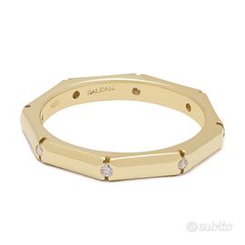 Anello fede ottagonale Baleani in oro e diamanti