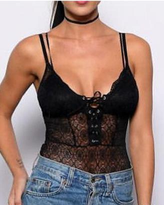 Body nero in pizzo, Tezenis