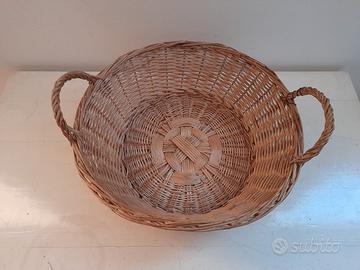 Cesta tonda diam 34 cm in vimini intrecciata a man
