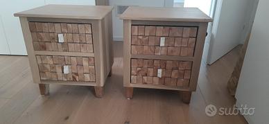 coppia comodini in legno 