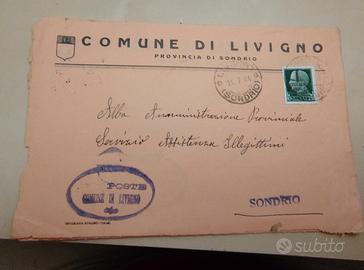 Busta 1944 Comune di Livigno (SO) per Sondrio - Do