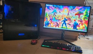 Gaming PC RTX con Monitor Curvo 144hz Ryzen e SSD