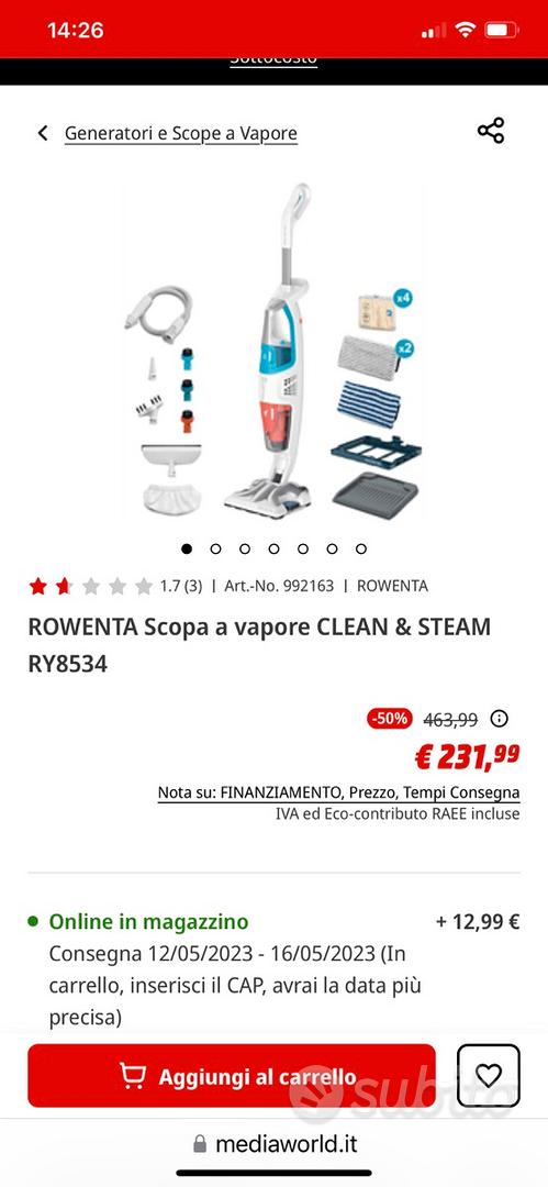 Scopa a vapore rowenta aspira e lava - Elettrodomestici In vendita a Firenze