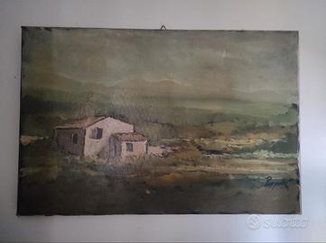 Tela dipinta quadro paesaggio campagna
