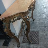 consol in legno dorato con marmo 