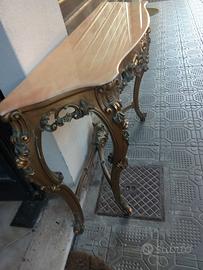 consol in legno dorato con marmo 