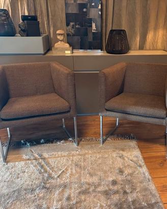 B&B ITALIA Coppia di poltrone SOLO in marrone Mix