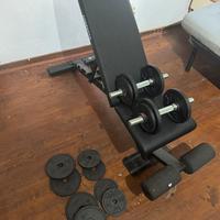 Panca palestra piu 2 manubri e pesi