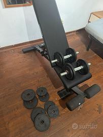 Panca palestra piu 2 manubri e pesi