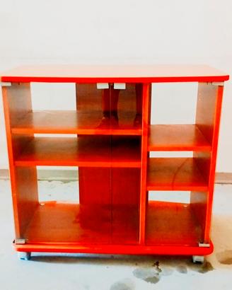 Mobiletto porta TV con ante in vetro e ripiani