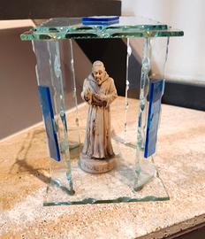 Statuina Padre Pio in teca di vetro artistico