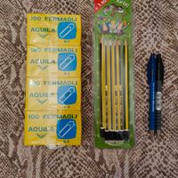 kit cancelleria: fermagli, penne, matite 