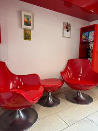 Set design 2 Poltrone + Tavolino pelle rossa space