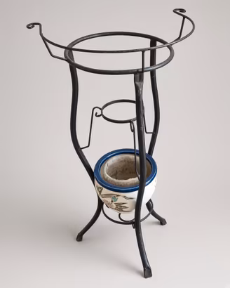Portavaso alto in ferro battuto con vaso ceramica