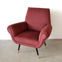 Poltrone modernariato color vinaccia