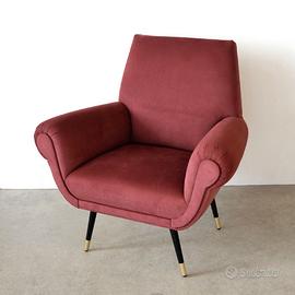 Poltrone modernariato color vinaccia