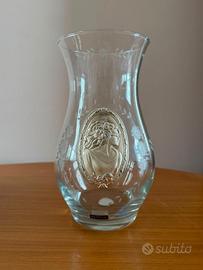 Vaso in Cristallo Molato con Placca Ovale in Argen