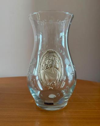 Vaso in Cristallo Molato con Placca Ovale in Argen