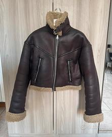 Giacca in pelle nera sherpa TERRANOVA taglia L