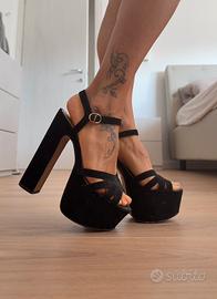 sandali platform Prima Donna velluto nero