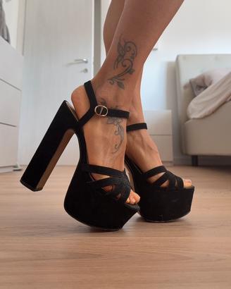 sandali platform Prima Donna velluto nero