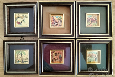 Quadretti dipinti a mano su foglio d'oro 22 kt