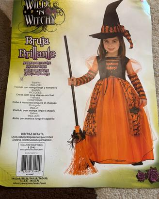 Costume strega halloween carnevale nuovo 3/4 anni