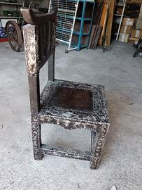 sedia lavorata legno e metallo 