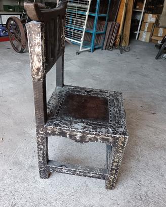 sedia lavorata legno e metallo 