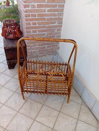 portabottiglie vimini e bambu anni 50'