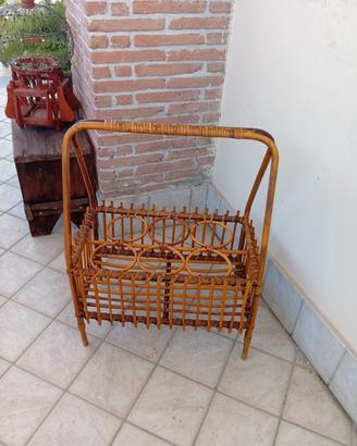 portabottiglie vimini e bambu anni 50'