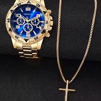 Orologio al quarzo in lega colore oro + Collana