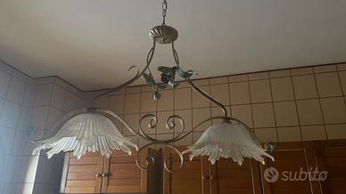 Lampadario bilanciere vintage in ferro battuto