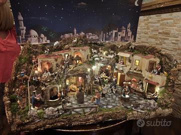 Presepe artigianale curato illuminazione integrata