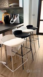 Set 4 sgabelli sedie da cucina/bar bianco/nero