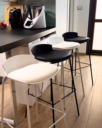 Set 4 sgabelli sedie da cucina/bar bianco/nero