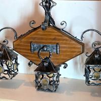 sospensione ferro e legno vintage 