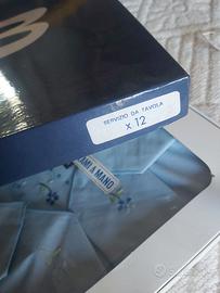 Set vintage anni 70.Lino e ricami12 posti Bassetti