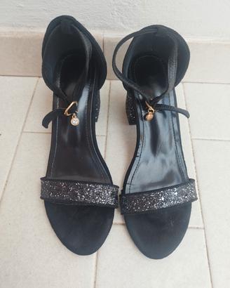 sandalo nero brillantinato n 39