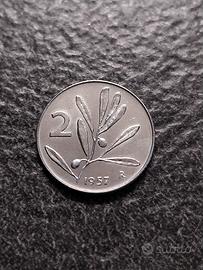 2 Lire 1957 Ape e Ulivo Italia