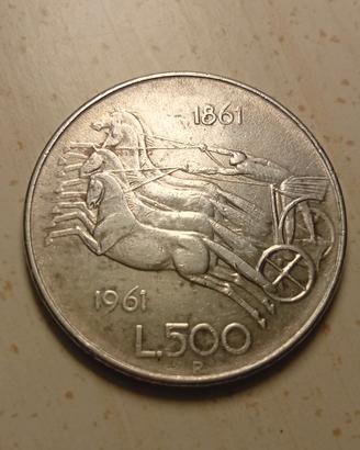 Moneta Italia 500 lire, 1961 argento