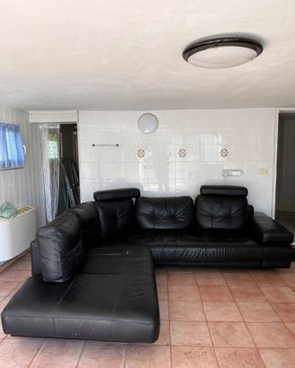 Divano angolare con chaise longue nero